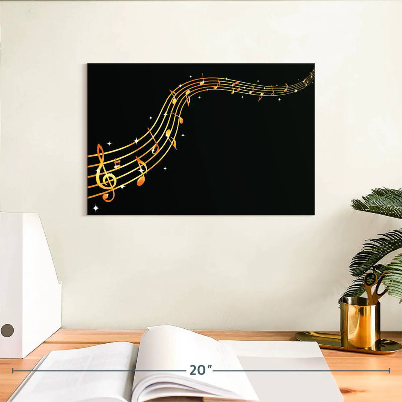 Abarca Flowing Golden Music Notes, 8" H x 12" W
