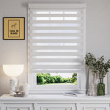 Zebra Blinds Window Dual Layer Roller Shades, Cordless Horizontal Blind, Bedroom, Privacy, 72" L