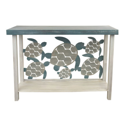 COTTAGE/TIDE IRON RECTANGLE SOFA TABLE WITH TURTLE ACCENT