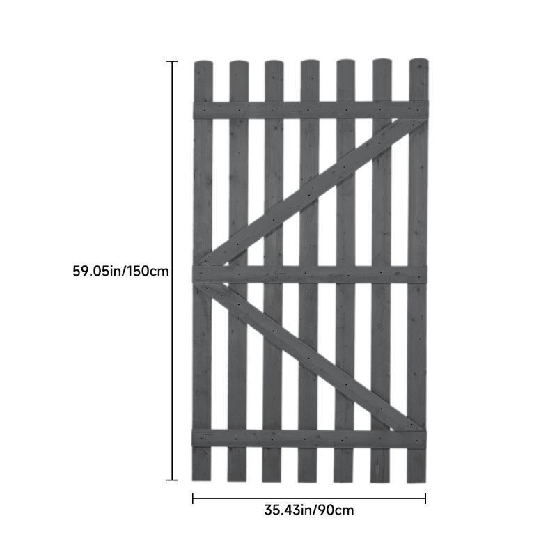 Caskey Garden Wood Fence Gate with Latch, 150cm H x 90cm W x 1.5cm D
