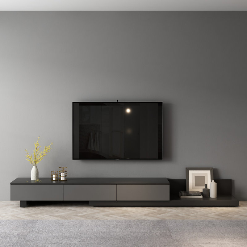 Kesort Extendable TV Stand for TVs up to 85'' with Storage Drawers, Grey/Black