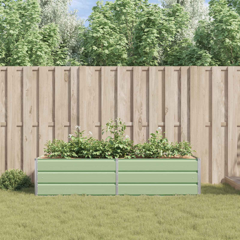 Planter Galvanised Steel, Pastel Green, 45cm H x 195cm W x 100cm D