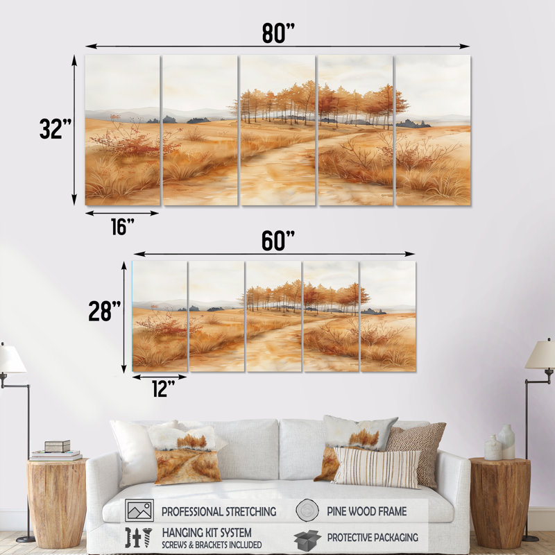 «Brown Meadows in Canada II», ensemble d'impression d'art mural campagne, H 28 po x l 60 po