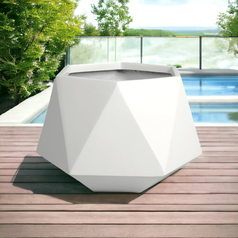 Maplewood Pot Planter, White, 23.5" H x 12" W x 12" D