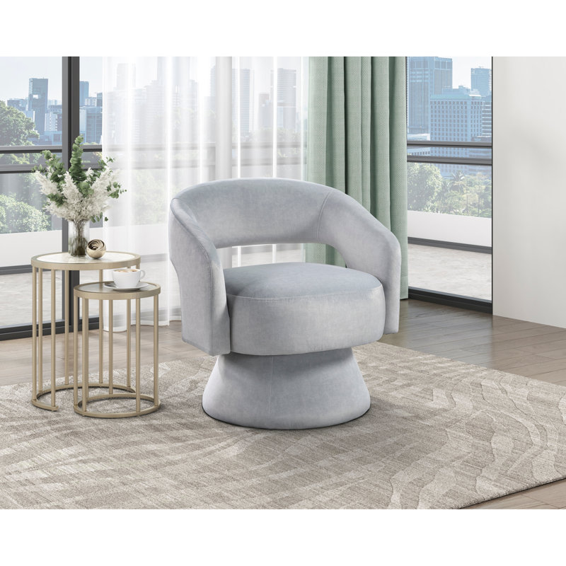 Chaise de luxe moderne en velours gris, base solide, assise en velours pivotante, fabrication en bois