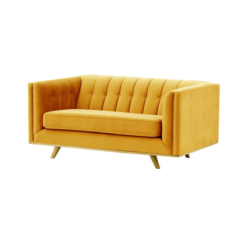 Afsheen 2-Seater Velvet Sofa, 2, Yellow