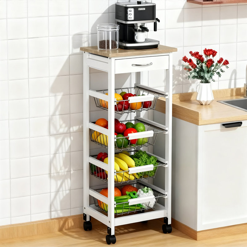 Raffles 14.5 " W Kitchen Cart, White