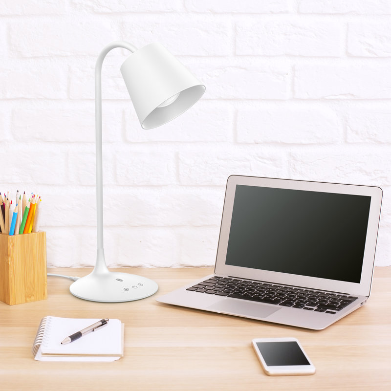 Lampe de bureau à DEL blanche, lampe de table à intensité variable avec col de cygne réglable, commande tactile, 3 modes de couleur pour étudier, travailler, chambre à coucher