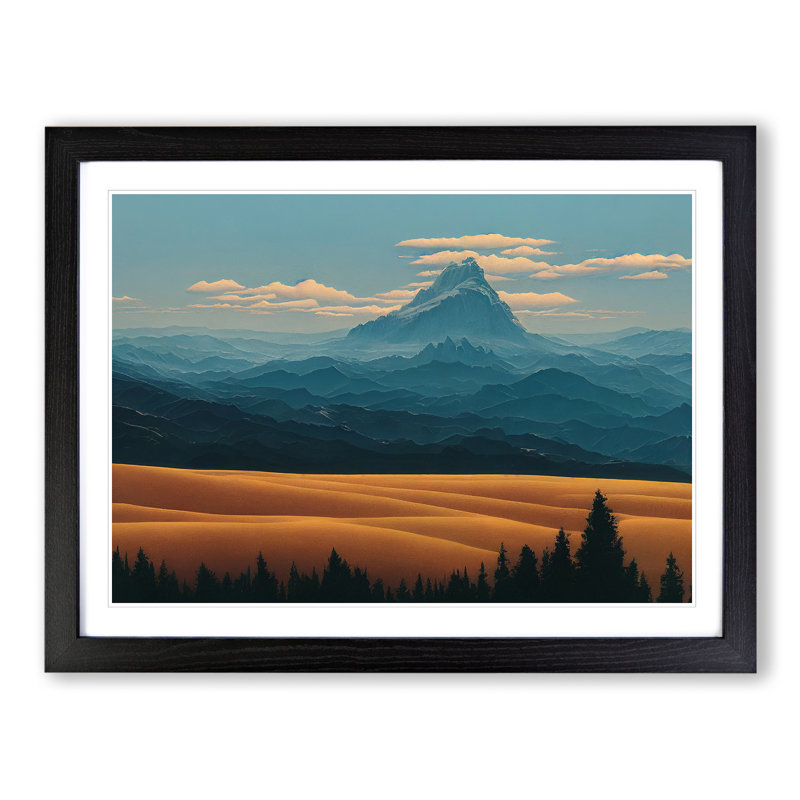 Brave Mountain Landscape - Single Picture Frame Print, Black Framed, 46cm H x 64cm W x 2cm D