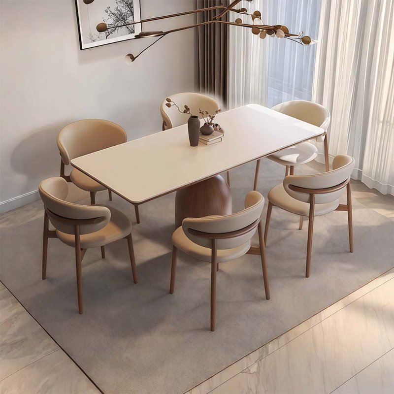 Rectangular rock plate solid wood dining table, 29.53”H x 70.87”L x 31.5”W