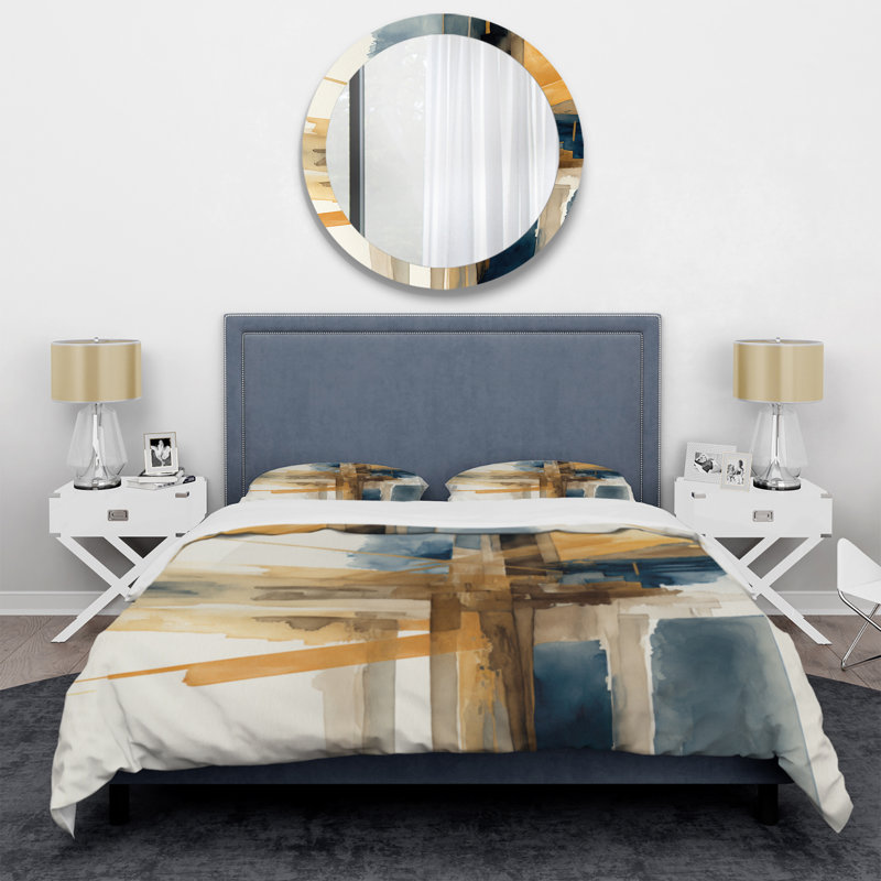 Modern Watercolor Abstract I - Ensemble de housse de couette en spirale moderne - Polyester en microfibre
