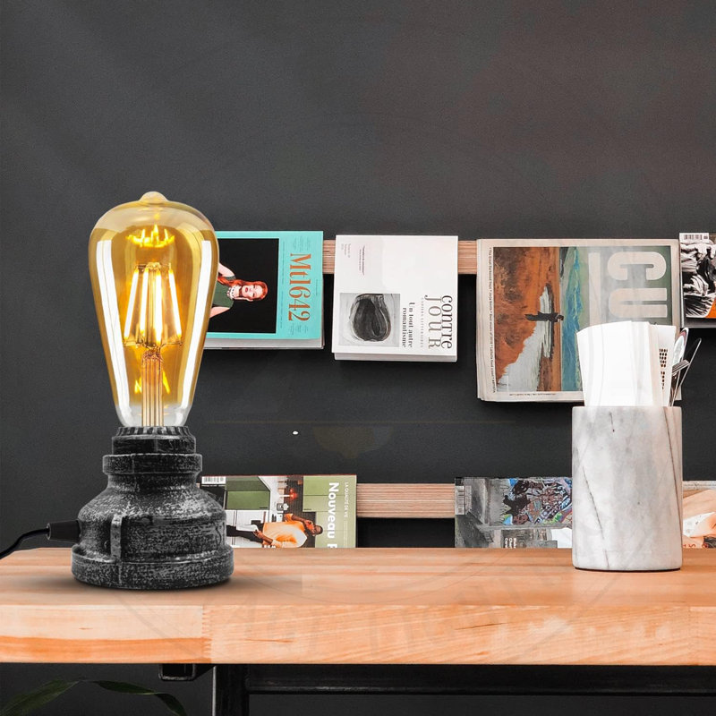 Antoinese Metal Lamp Base Lamp, Brushed Silver