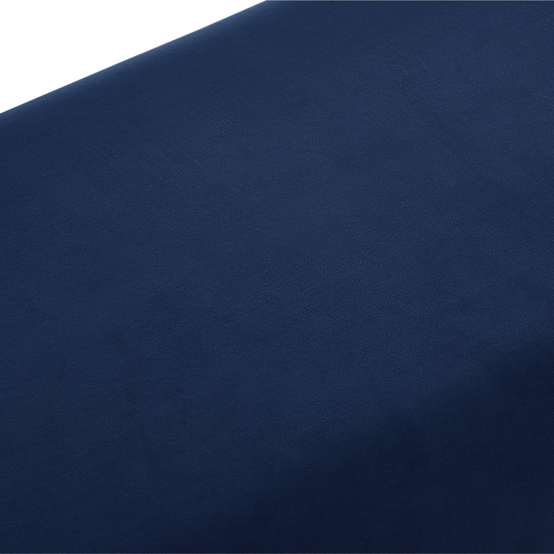 Khole Velvet Upholstered Bench, Navy/Gold