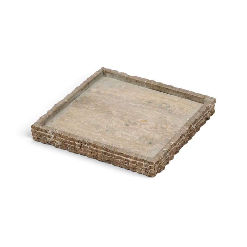 Chambers Grey Travertine Tray, Grey Travertine