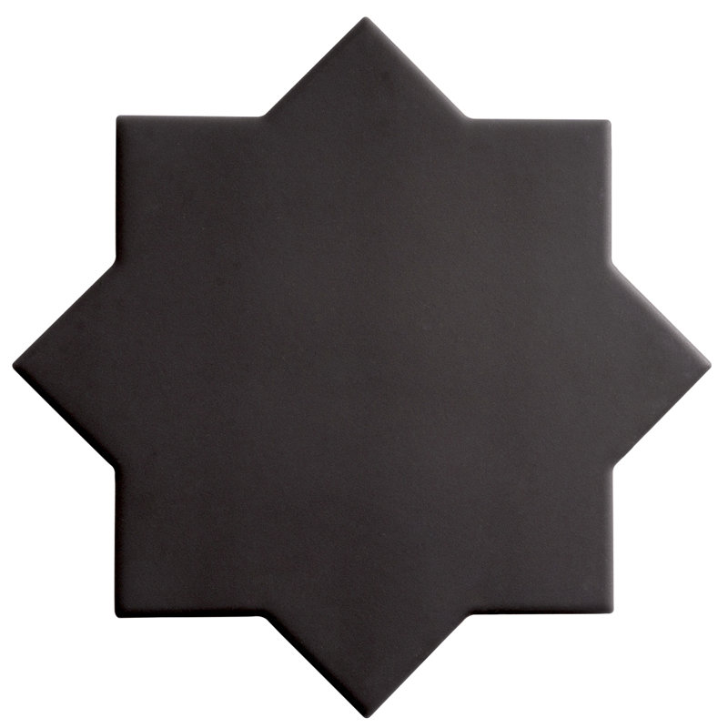 Seville 7 X 7 In. Matte Porcelain Star Wall And Floor Tile (5.31 Sq Ft/Case) - 34 Pack, Graphite Black