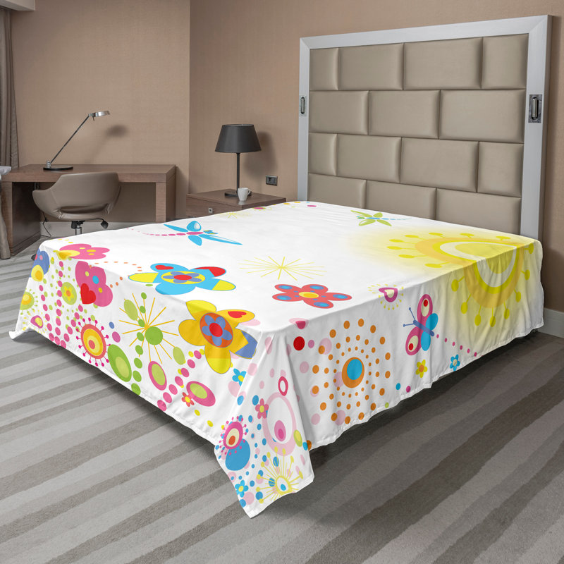 Multicolore Ambesonne, Drap plat pour très grand lit californien