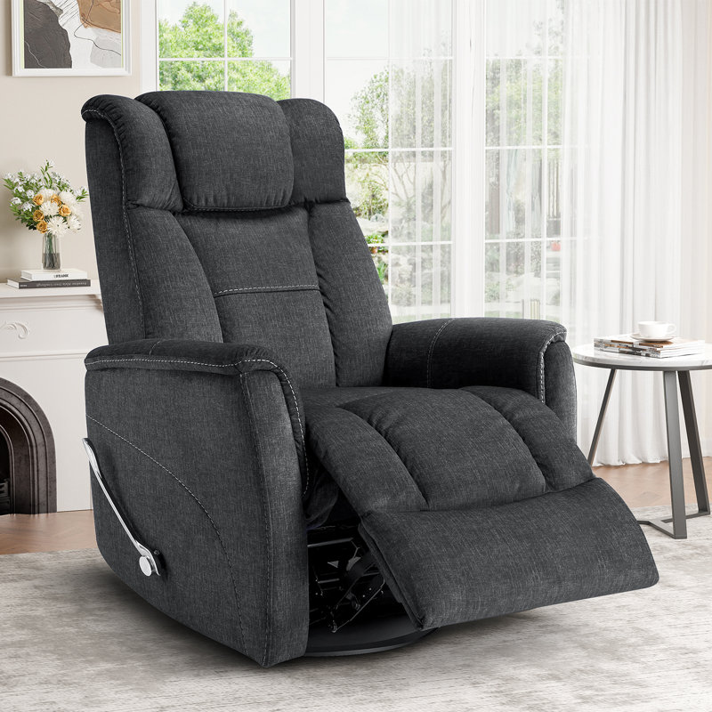Robeline 32.2" Wide Modern Upholstered Manual Rocker Recliner, Black