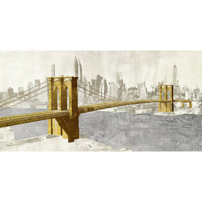Gilded Brooklyn Bridge by Joannoo - No Frame Print on Canvas