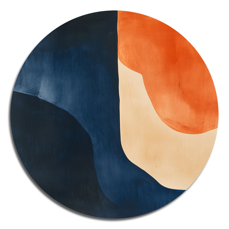 Formes de braise et d'indigo I - Art mural abstrait en métal, H 23 po x l 23 po