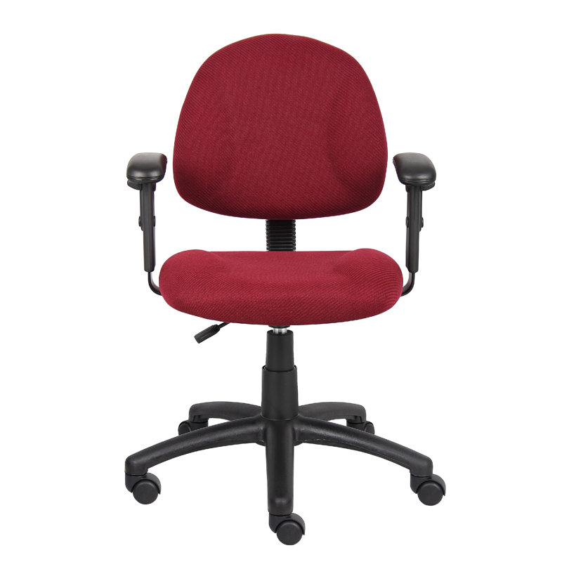 Jea Swivel Posture Chair, Adjustable Arms, Burgundy Red Tweed, Wheels, Burgundy Red