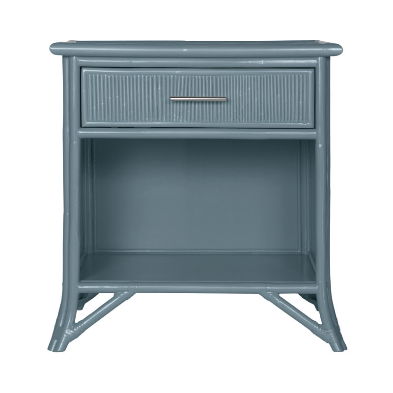 Pencil Rattan 1 - Drawer Nightstand, Regatta Blue