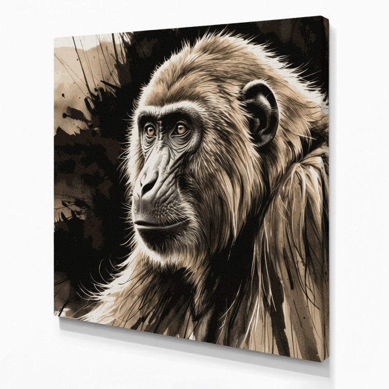 Art animalier sur toile brun, H 32 po x l 32 po