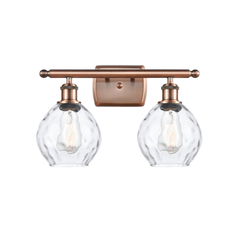 Éclairage pour salle de bain 2 lumières Pomeroy, Transparent, Ampoule DEL 6 watts Vinage, Cuivre antique