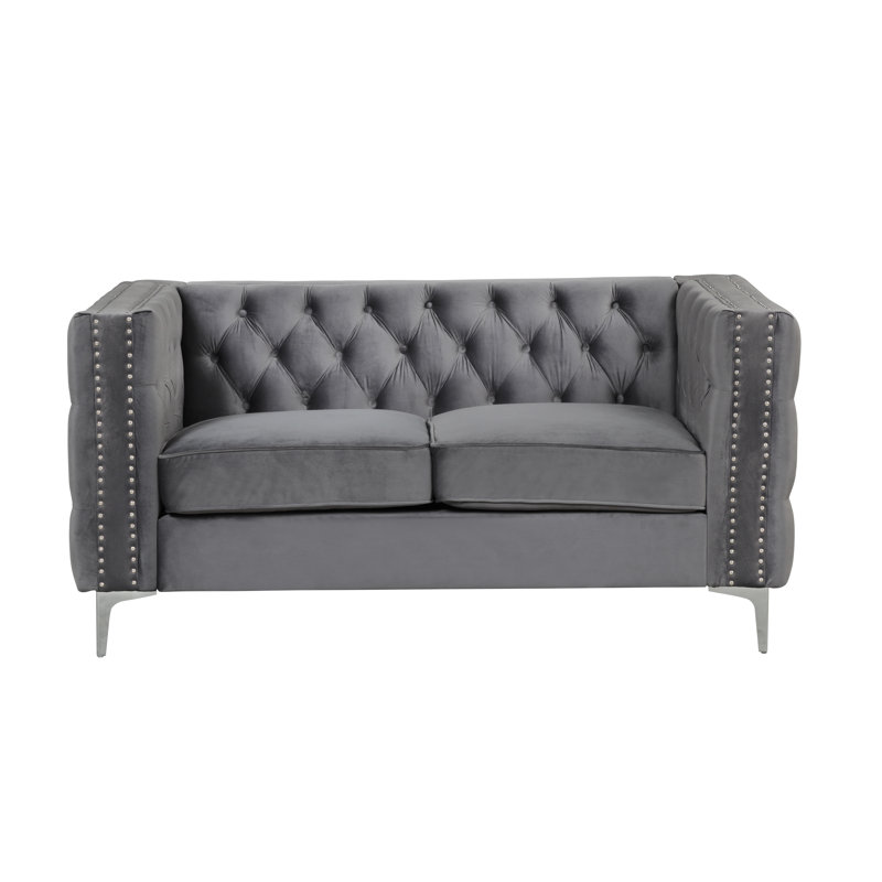 Causeuse Virgil, Velours gris