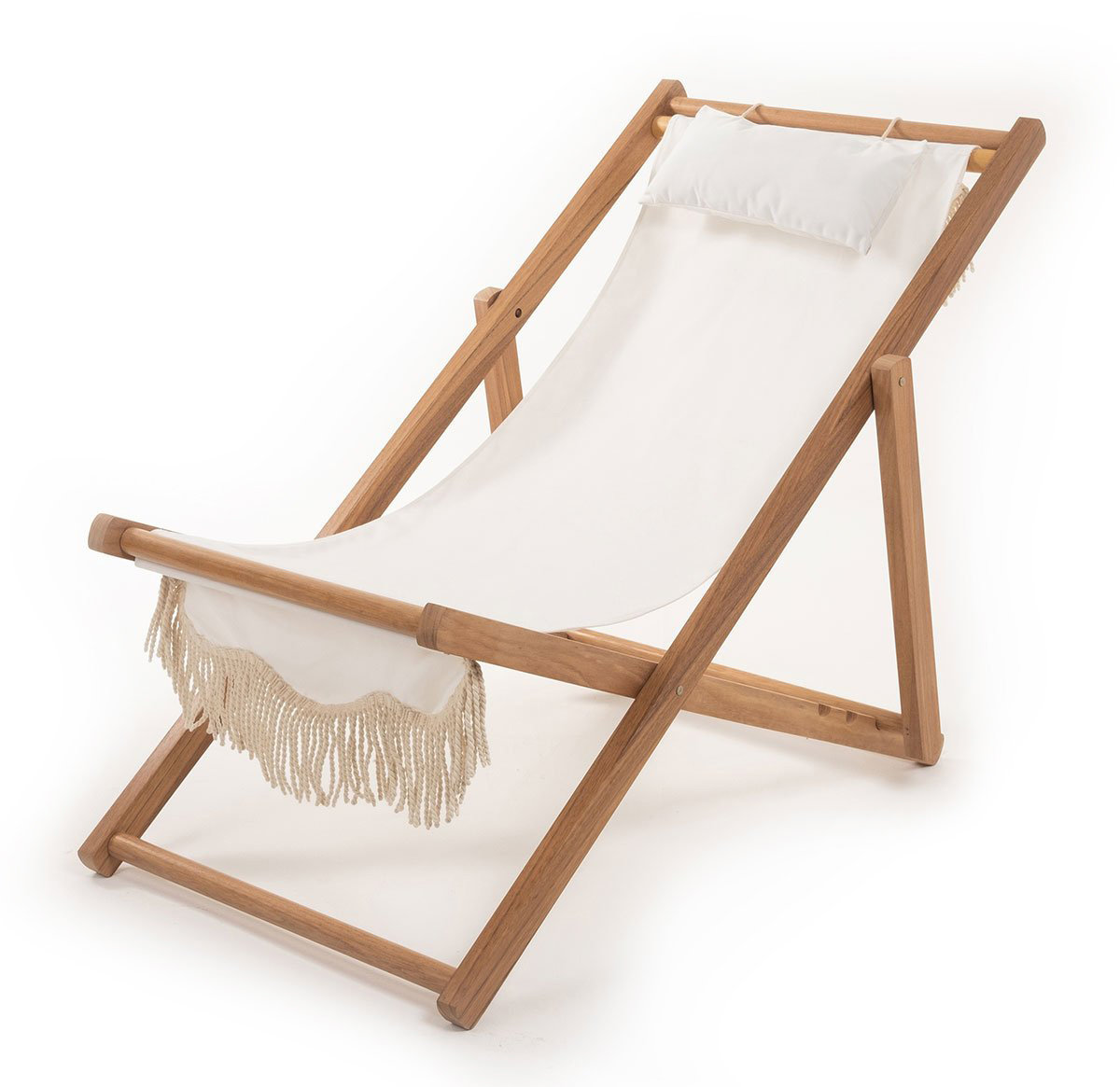 Folding Deck Chair, White