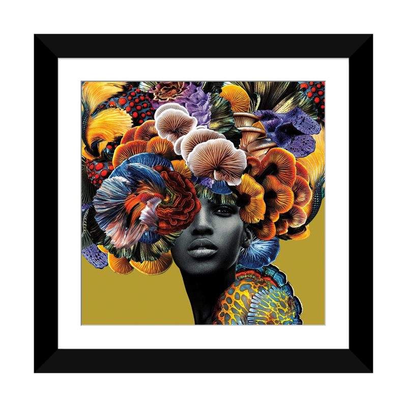 Bons cheveux - imprimé, H 37 po x l 37 po, Toile avec cadre photo, Noir