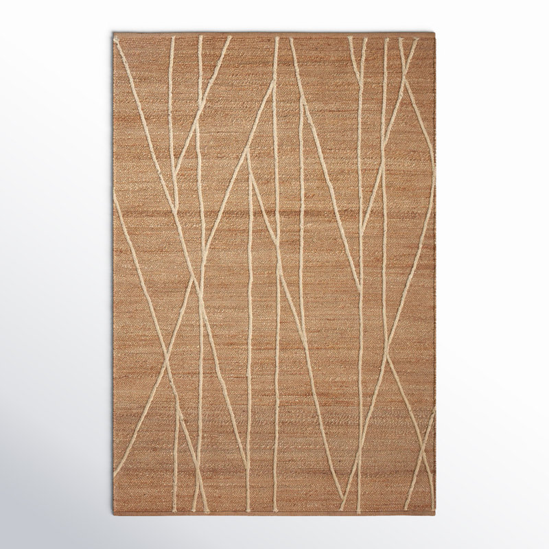 Bement Geometric Handmade Natural/Ivory Area Rug, Rectangle 5' x 7'6"