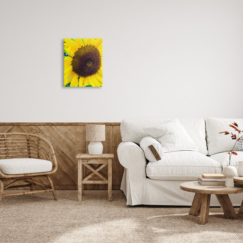 Gros plan, tournesol jaune, nature botanique, par Heidi Bannon - photographie sur toile flottante, Toile tendue