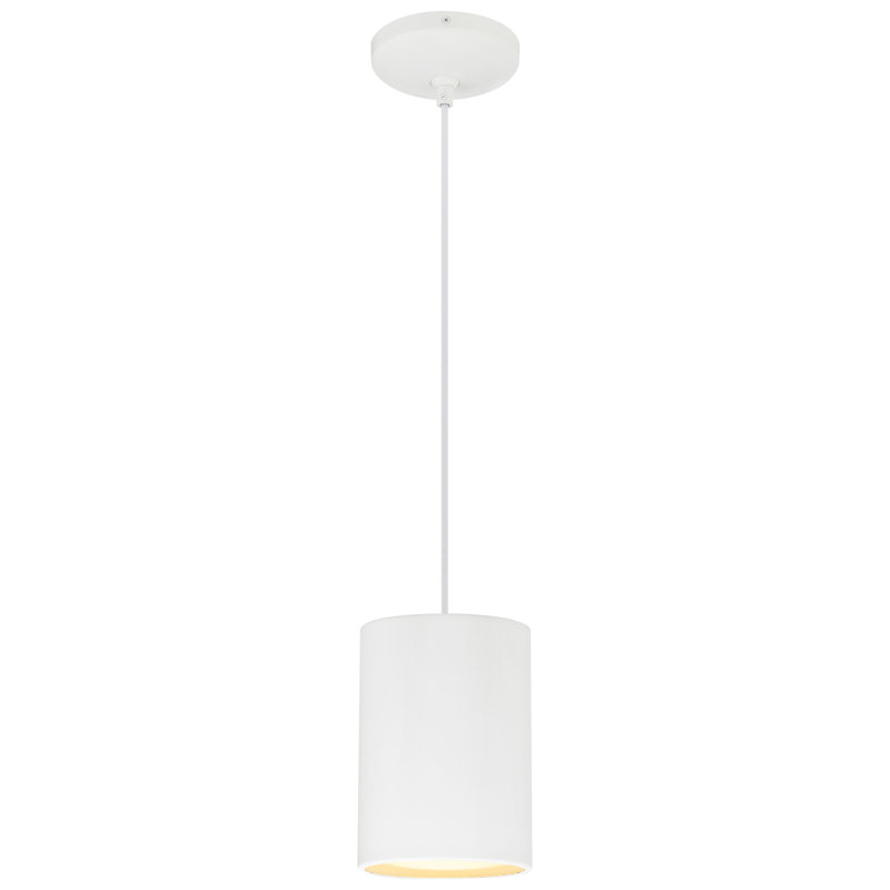 Luminaire suspendu cylindrique simple à 1 lumière Cailinn, Satin