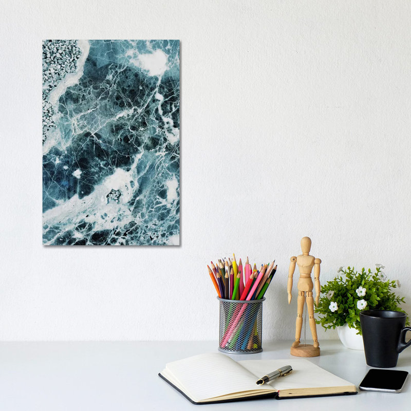 Blue Sea Marble by Emanuela Carratoni - Wrapped Canvas Print, 20.32 cm H x 30.48 cm W