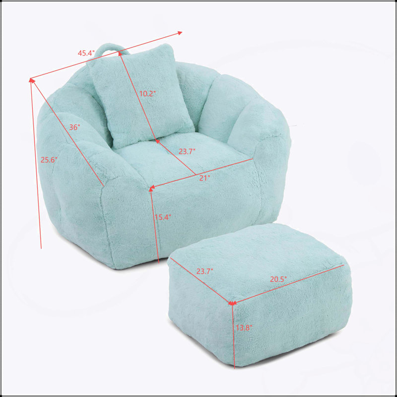 Giant Bean Bag Chair with Footstool, Oversized Faux Fur Shell-Shaped Chair for Adults and Kids, Ideal for Gaming, Reading, and Relaxation