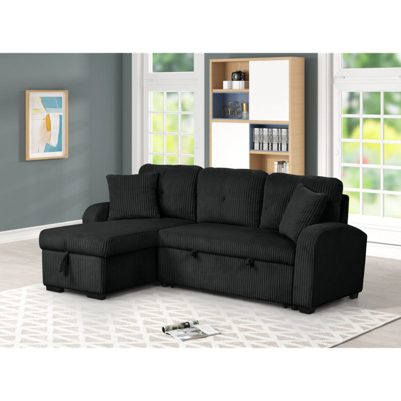 Silvia Black - Sectional With Pull-Out Bed