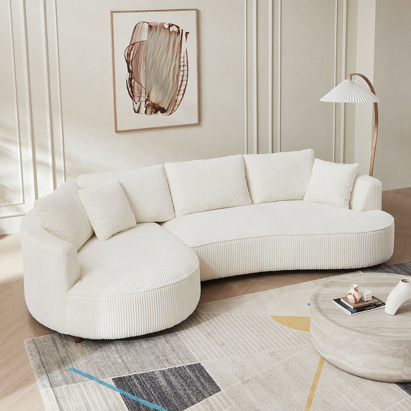 Canapé modulaire surdimensionné à gauche 122,04 pouces, Blanc