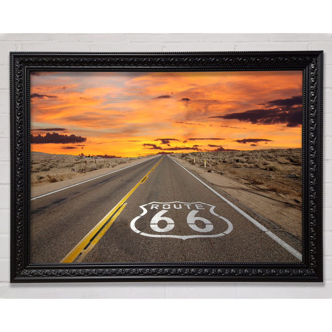 Route 66 Sonnenuntergang Gerahmter Druck