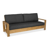 Soho 85" Wide Outdoor Teak Reversible Patio Sofa with Dusk Cushions