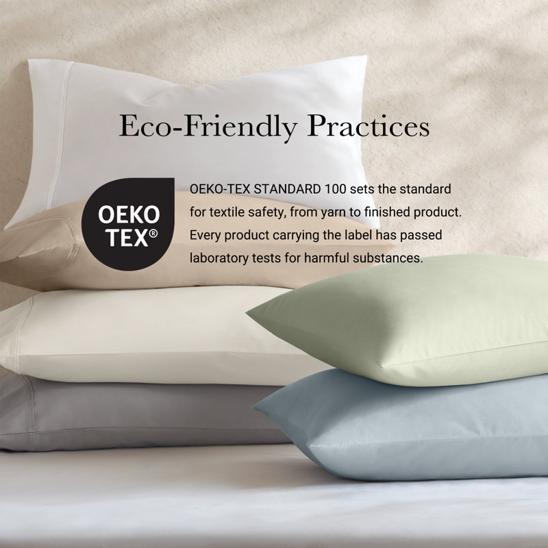 100% Egyptian Cotton Sateen Pillowcase Set, White, King Sham