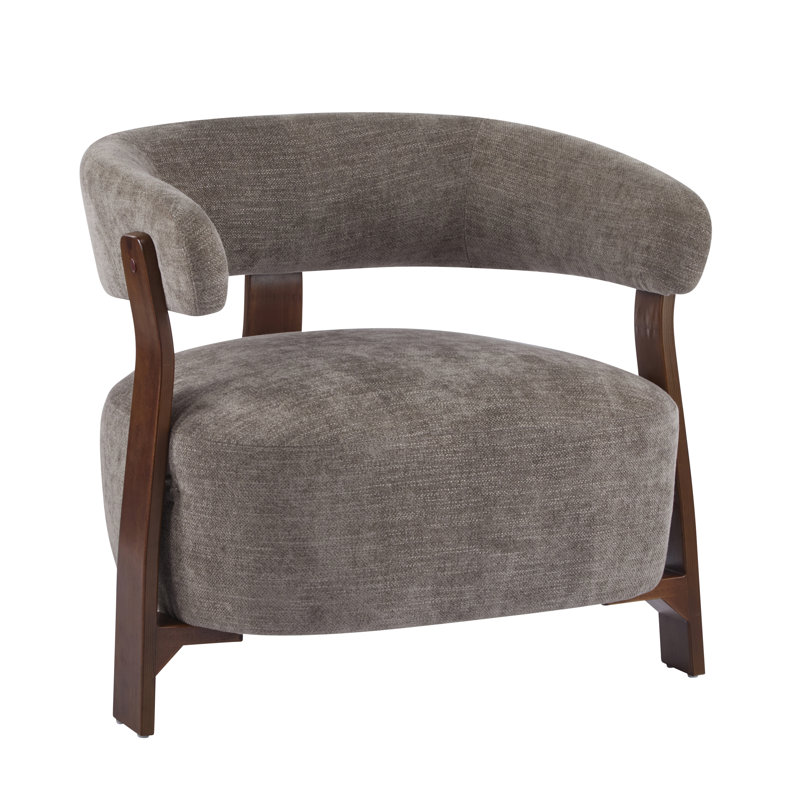 Novea Japandi Mid-Century Modern Upholstered Accent Chair, Brown
