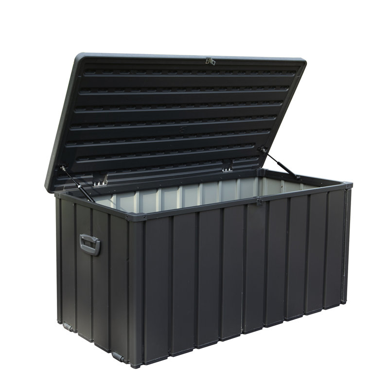 120 Gallon Patio Deck Storage Container - Dark Gray Waterproof For Pillows & Supplies Large Outdoor Box Cushions