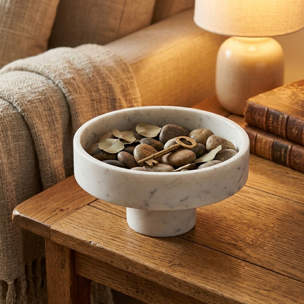 Genuine Marble Decorative Dish, White