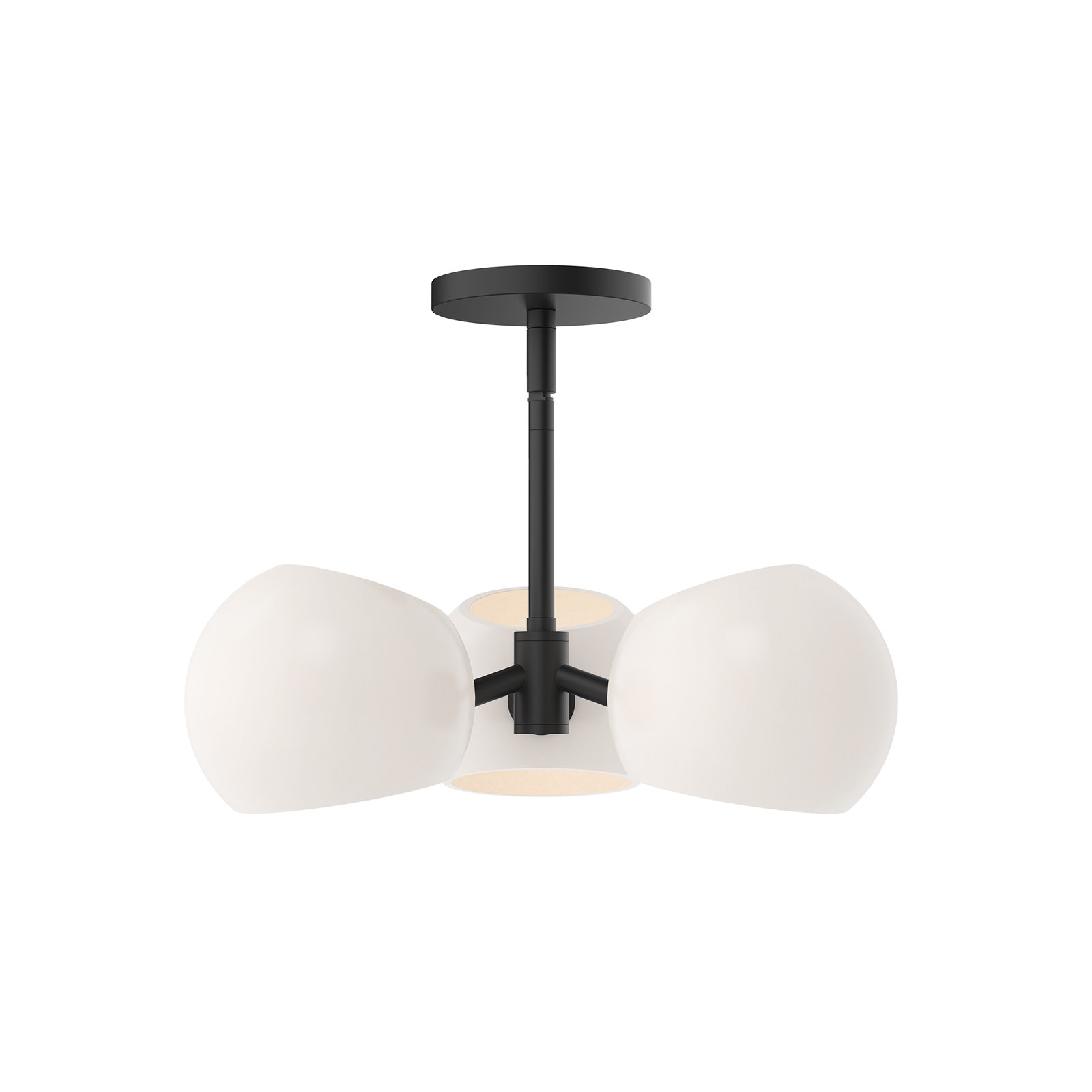 Willow 3 Light Glass Pendant, Matte Black, Opal