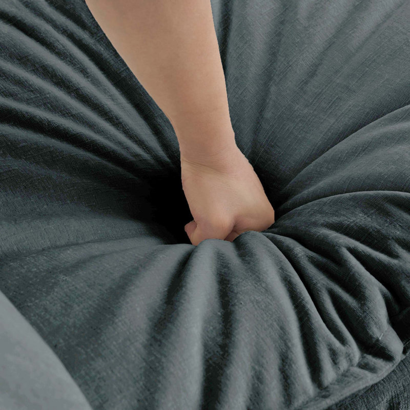 2 For Home Lounge: Grey Chenille. Solid Wood Support, Breathable Fabric, Sponge. Reconfigurable Seating, Easy Assembly