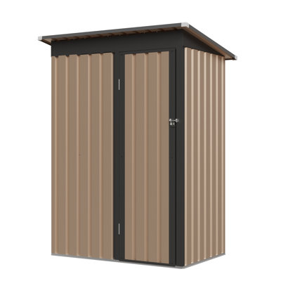 4.27FT X2.42FT Metal Garden Shed 5 X 3 FT Pent Roof With Hinge Door