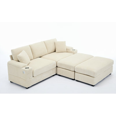 Ensemble de canapé-lit modulaire convertible Combination, accoudoirs, porte-gobelet en acier inoxydable, USB, canapé rembourré