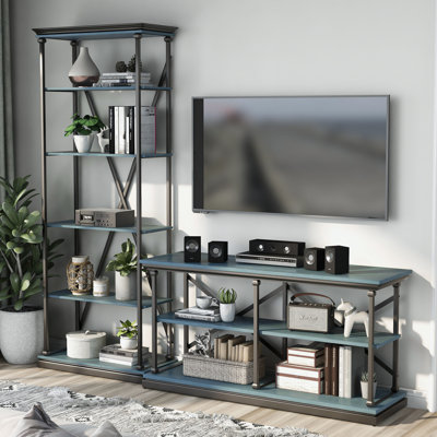Kiven Metal 2-Piece Console Table and Bookcase Set