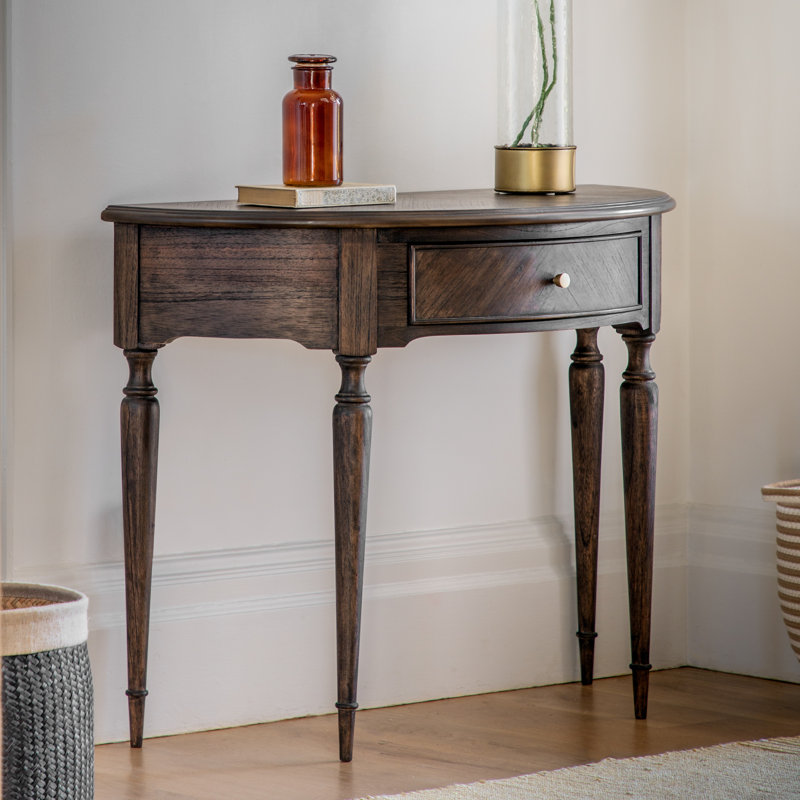 Cleston 92.5cm Solid Wood Top Console Table, Dark Brown