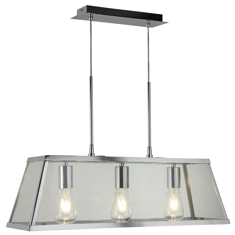 Villeroux 3-Light Kitchen Island Chandelier, Chrome/Clear
